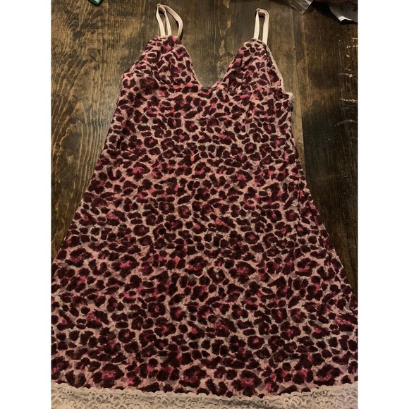 Victoria's Secret Other - Victorias Secret Medium pink and black animal print lace chemise
